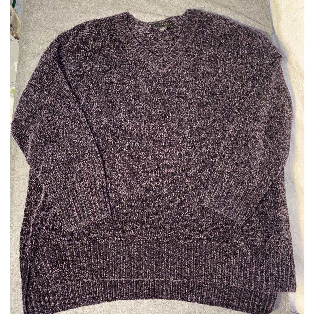 Sanctuary Women's V-Neck Sweater in Eggplant Sz 2x Comfy Soft Cottagecore